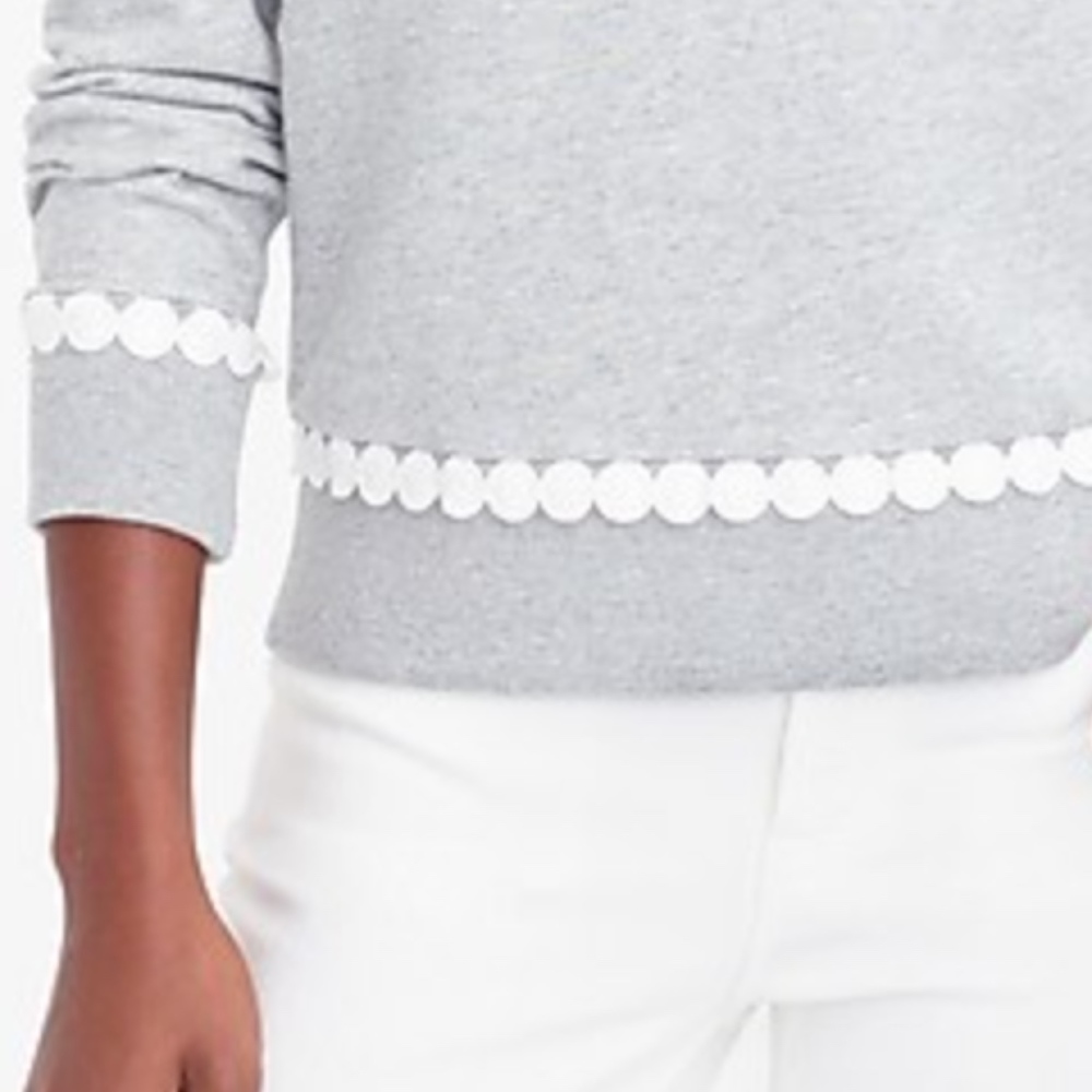 J. Crew Gray Pom Pom Sweatshirt Size Medium - Picture 8 of 14
